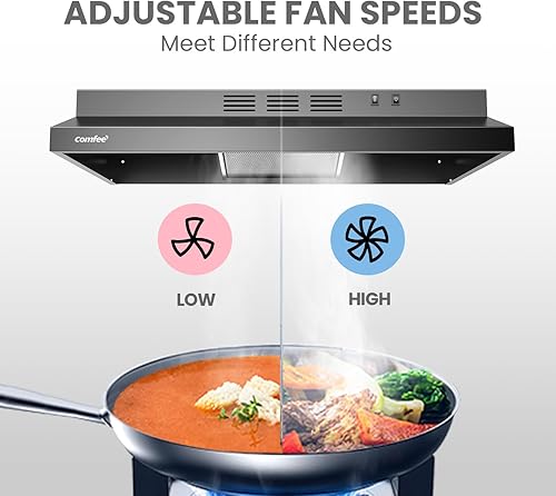 Miniatura 6 de Comfee' Campana extractora de 30 pulgadas sin conductos de ventilación de acero inoxidable duradera para debajo del gabinete con 2 filtros