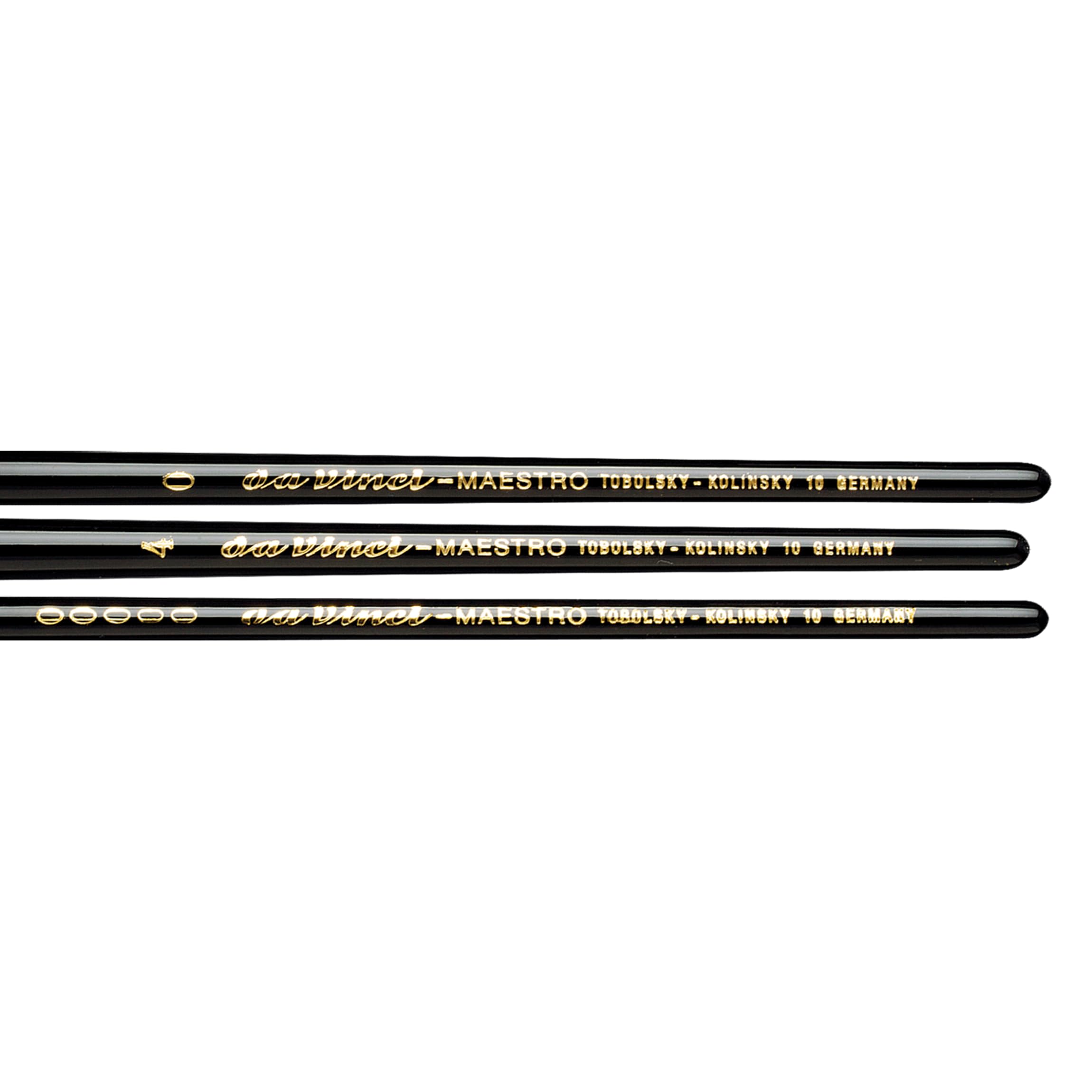 Da Vinci 5500-3 - Set di pennelli per acquerelli Maestro Kolinsky in zibellino rosso, serie 10, tondi affilati nelle misure 5/0, 0 e 4, in un'elegante confezione regalo nera.
