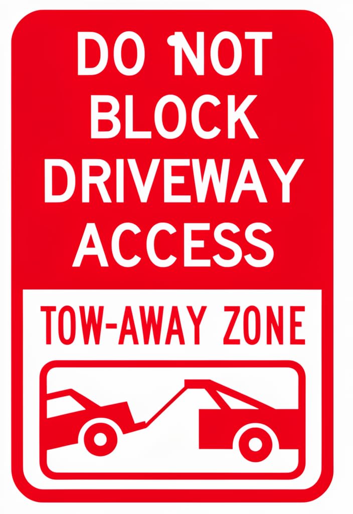 peiyeety DoBlock Driveway Access Tin Sign 12x8 Inch, Red & White Tow-Away Zone Metal Wall Plaque, Bold Parking Warning Decor for Garage, Driveway, Office, Business Entrance, Gift Idea