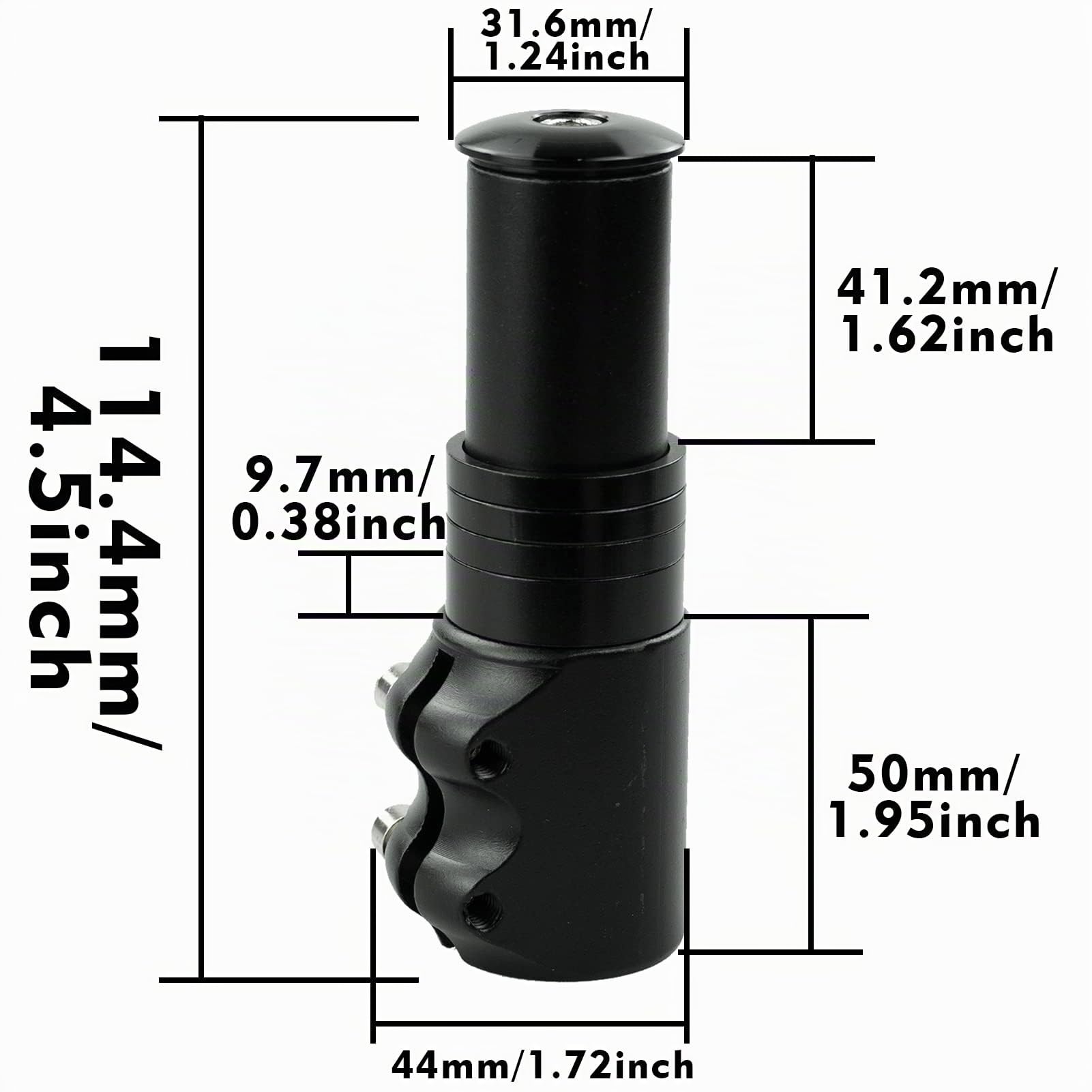 Adattatore per Manubrio della Bicicletta, Prolunga Manubrio Bici, Prolunga Forcella per Bicicletta, in Alluminio, Nero, 28,6 mm, 124 mm, per Bicicletta, Adattatore, Attacco Ahead Regolabile