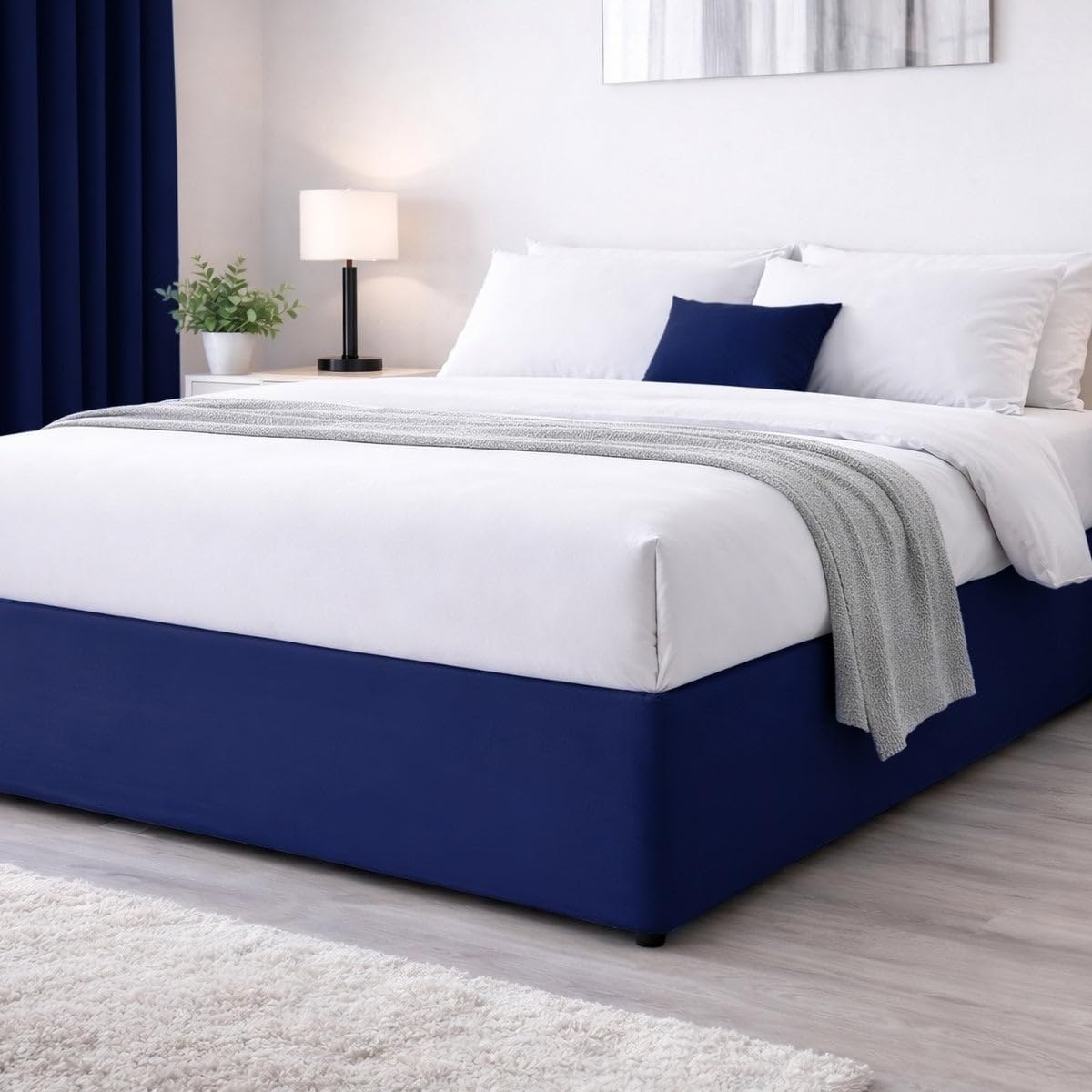 John Aird Elasticated Bed Valance Divan Base Cover Skirt (Navy, Small Double) โ image 1