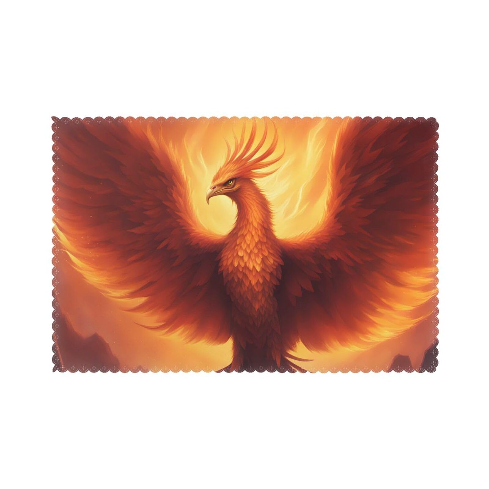 beautiful phoenix Placemat set of 6, oil-proof and insulated dining table placemats, washable and wipeable.