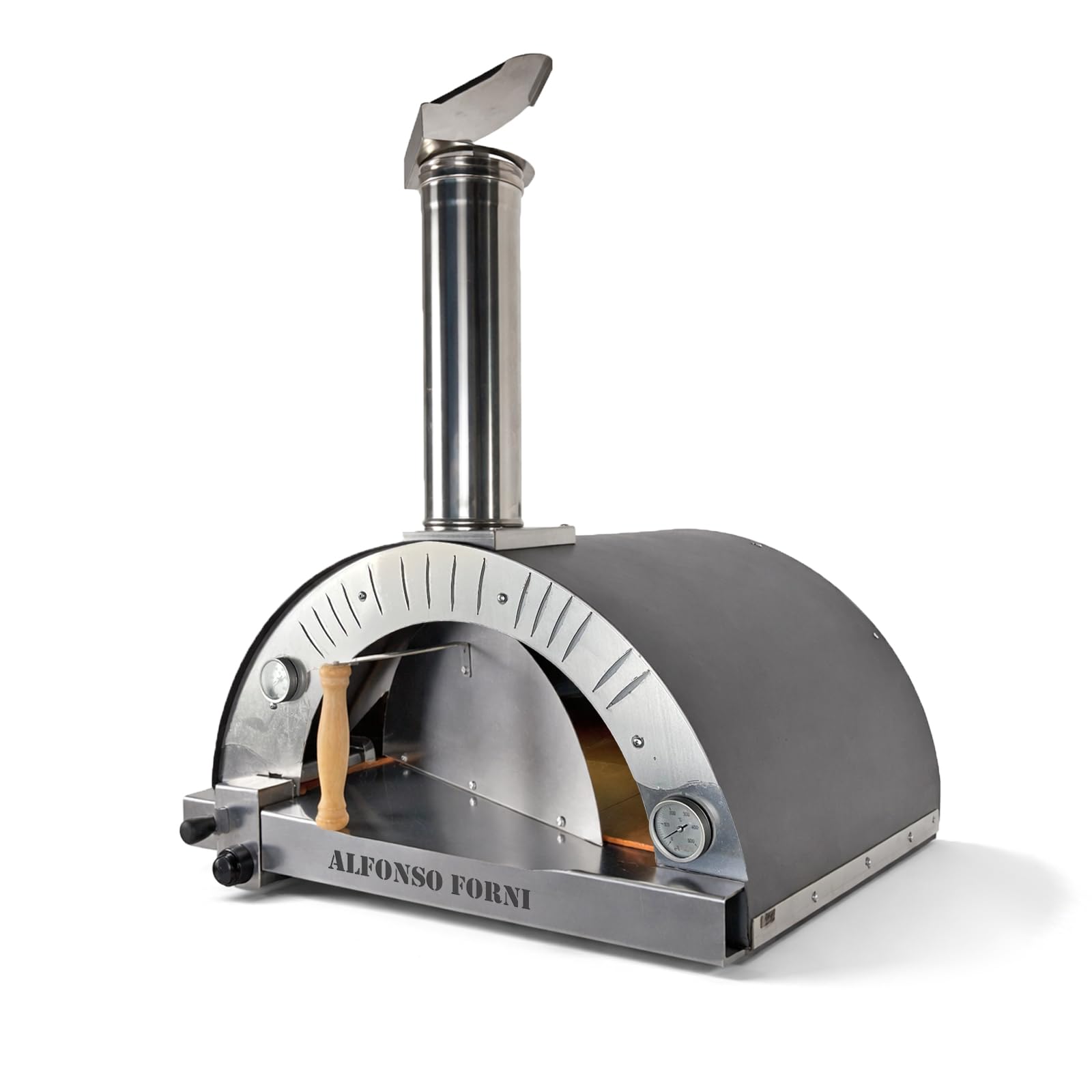 Forno pizza ibrido a gas e legna - 4 pizze - da esterno, uso tradizionale a legna o con bruciatore a gas - pietra refrattaria 3 cm, 500 gradi, Made in Italy (solo forno senza bruciatore)