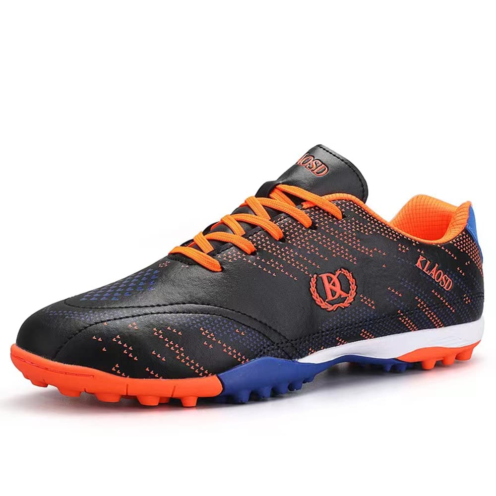Mens/Boys Waterproof Golf Shoes Comfortable Synthetic Golfing Shoe Antiskid Wear Resistant Breathable Lightweight Sneakers, Orange, 9.5