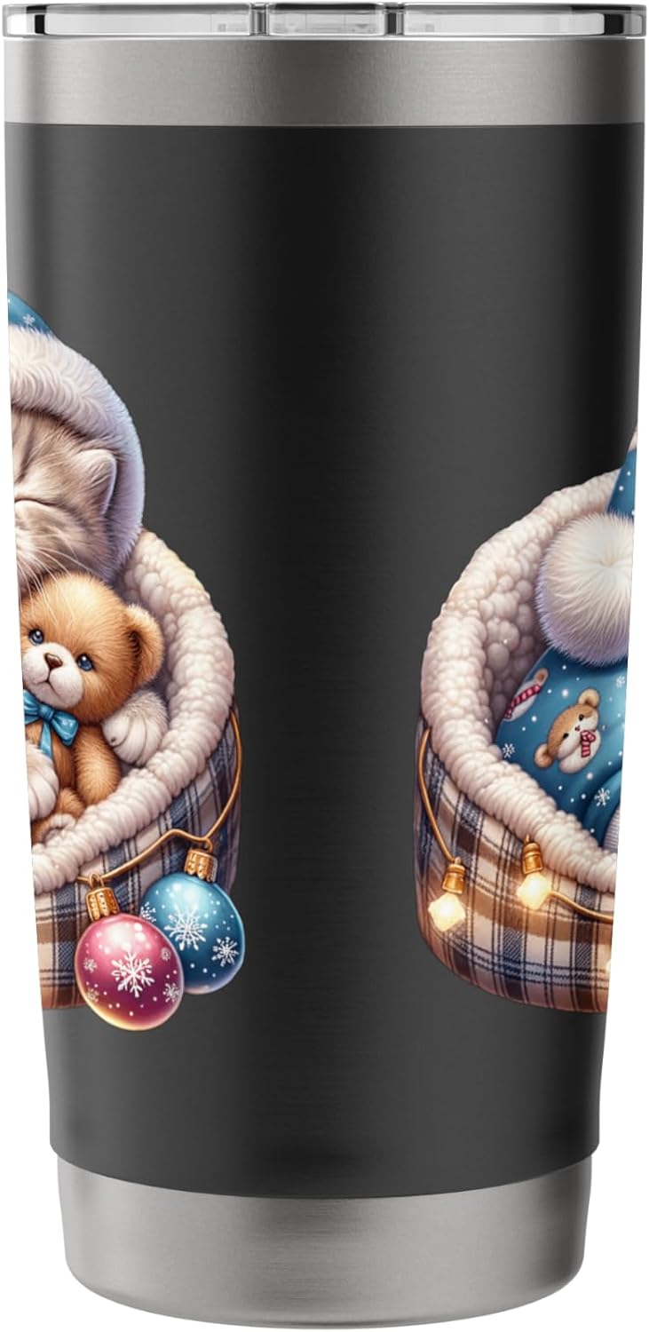 Aesthetic Christmas Stuff And Winter Must Haves For Cat Mom Stainless Steel Insulated Tumbler image 2