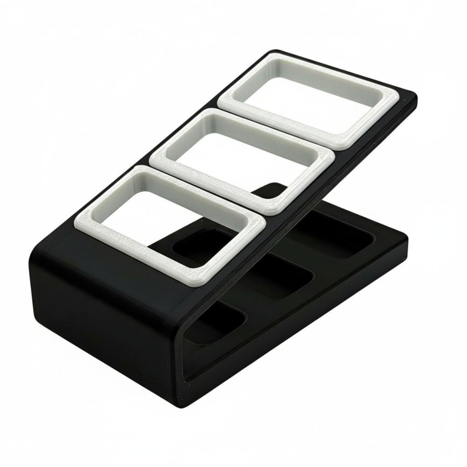 Multi-Compartment Controller Stand Minimalist Design Three-Dimensional Printed Controller Organizer Desktop Holder Space Saving, Black White Grid-image-36