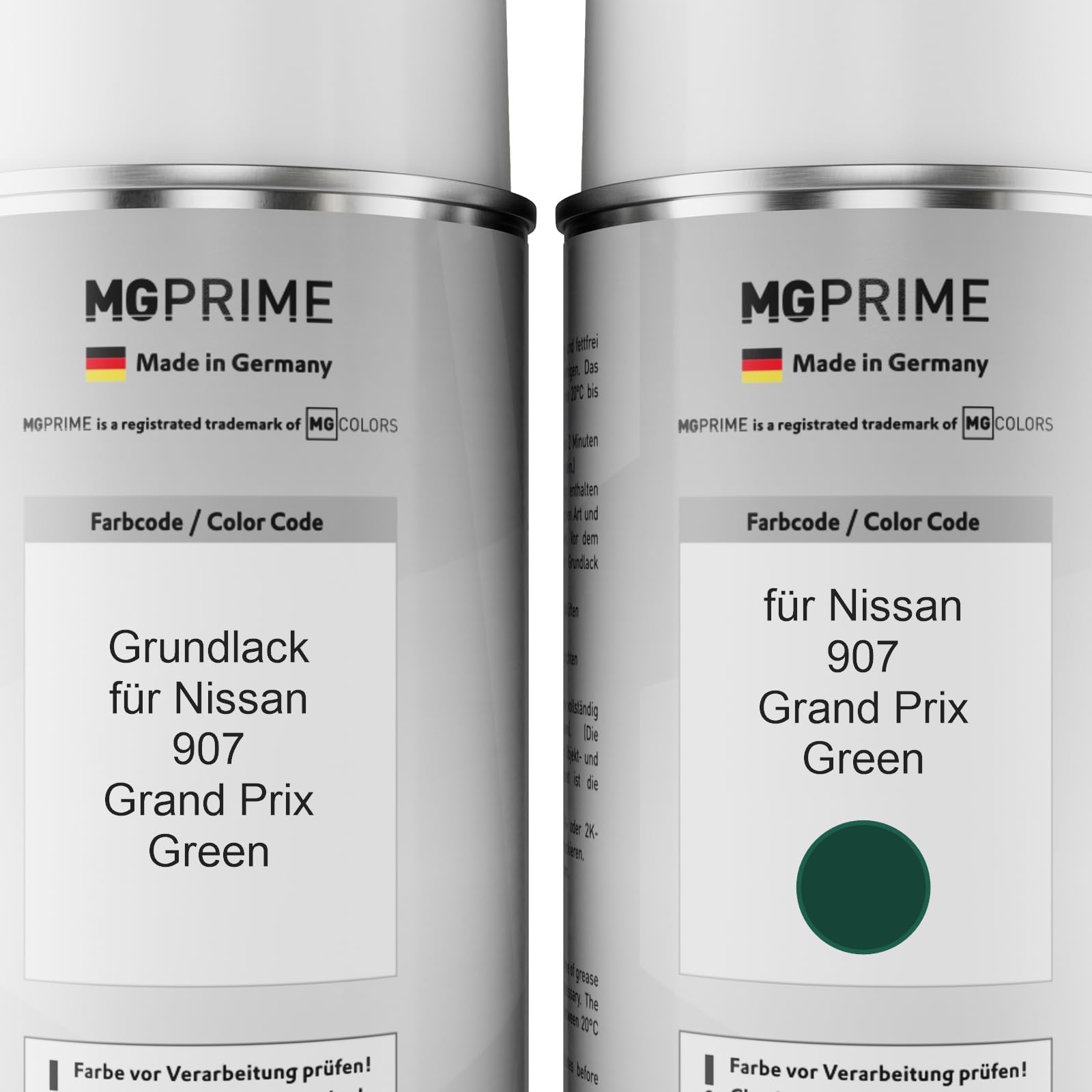 MG PRIME Bombolette di Vernice per auto per Nissan 907 Grand Prix Green +2K | Kit vernice di fondo + base + trasparente 2K, bombolette spray 400ml