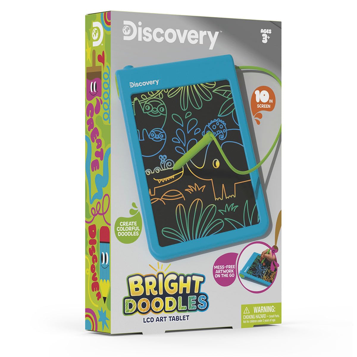 Discovery™ Tablet artystyczny LCD Bright Doodles – kolorowy rysunek bez bałaganu na panoramicznym wyświetlaczu, zawiera rysik na uwięzi