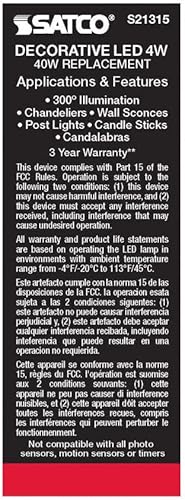 Miniatura 7 de Satco S21315 4CA10LED927FR120VE26-paquete de 6