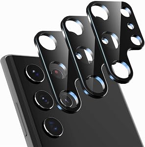 Suoman 3-Pack for Samsung Galaxy S22 Ultra 5G Tempered Glass Camera Lens Protector, Camera Lens Protector for Galaxy S22 Ultra 5G 6.8 Inch [Not Affect Flash] [Scratch-Resistant] - Black