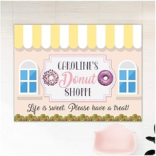 Donuts House Birthday Party Banner Size 24x18, 36x24, 48x24 and 48x36, Kids Party Photo Backdrop, Donuts Birthday Party Sign, Custom Banner for Toddler Birthday, Childrens Party Banner