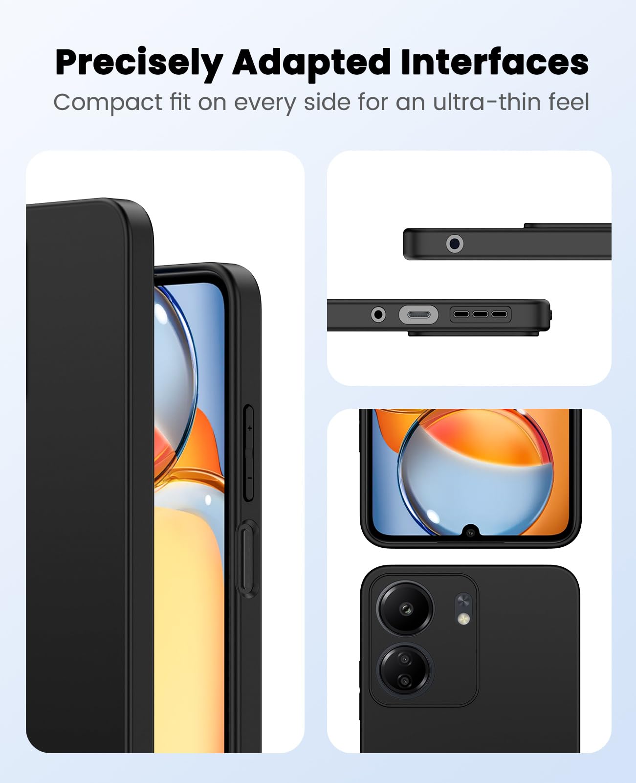 Topme Cover per Redmi 13C (4G) / POCO C65 (6.71 Inches) Custodia Case, Protezione Della Pelle Della Custodia in Silicone Tpu - Nero