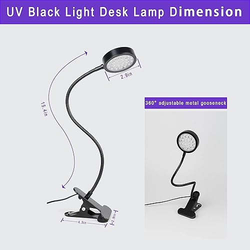 Miniatura 6 de Lámpara de curado de cuello de cisne con luz UV, luces UV de 5 W para curado de resina, lámpara ultravioleta USB de 4.9 ft, longitud de onda 395 nm,