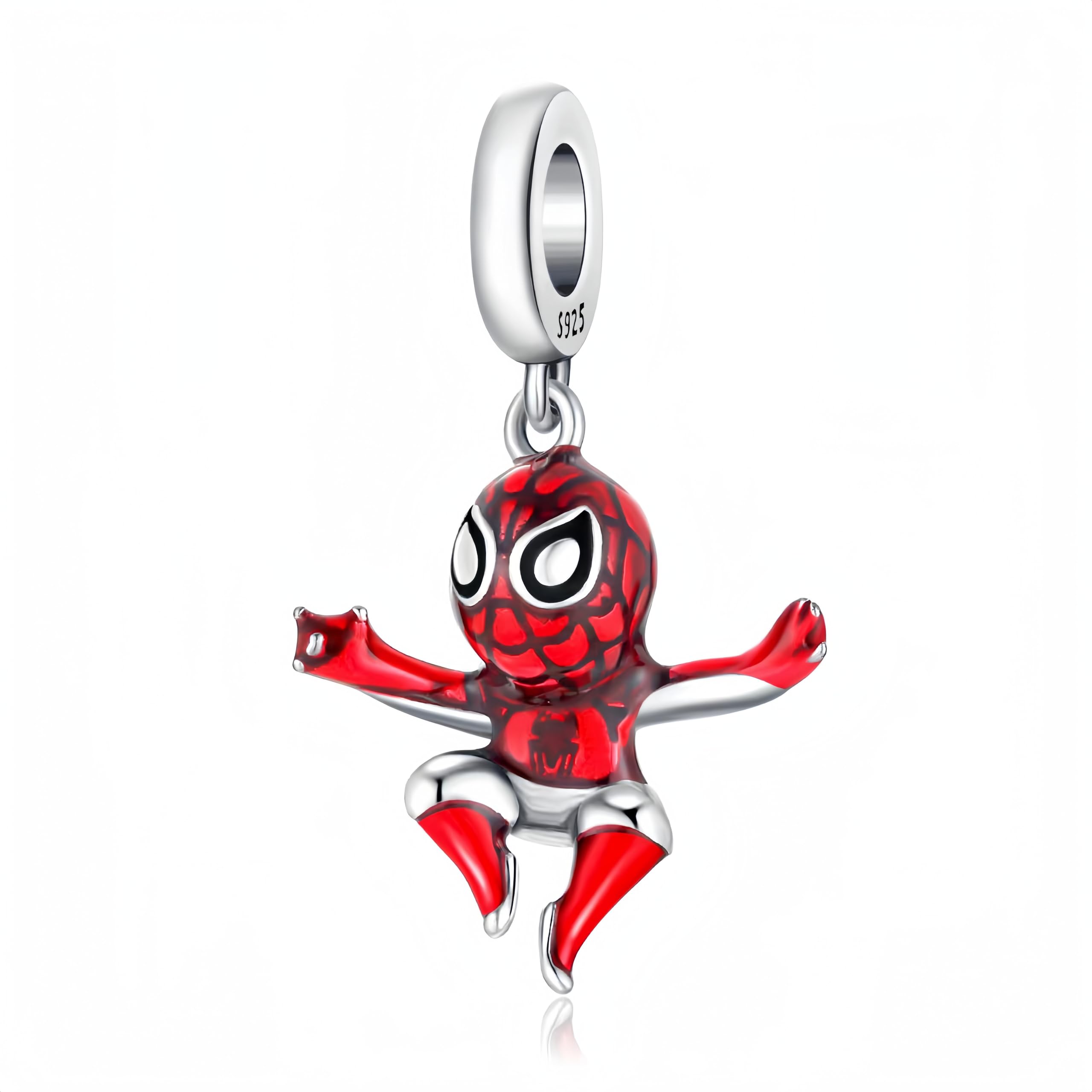 Feitery Men Charms for Bracelets and Necklaces Christmas Gifts Dangle Heart Bead with Cubic Zirconia Spacer 925 Sterling Silver