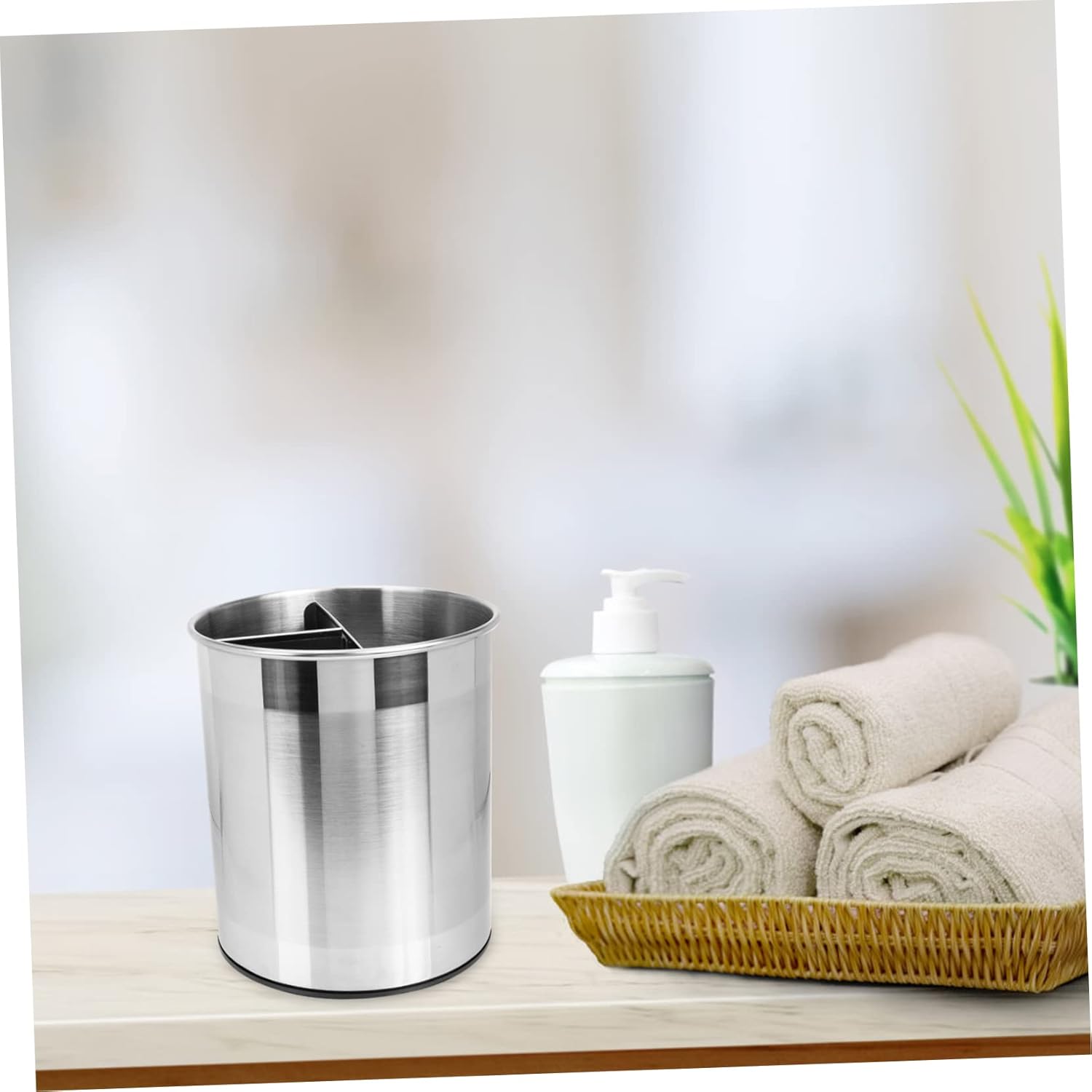 DOITOOL Creative Storage Bucket Rotating Multi-grid Silverware Holder for Kitchen Utensils