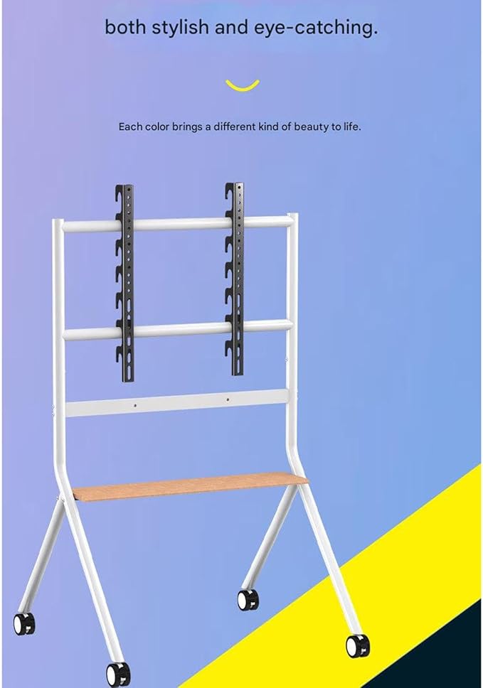 Soporte móvil para TV con ruedas, base en A, para 50-100 pulgadas, blanco miniatura 6