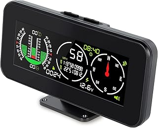 M60 Car Inclinometer Digital GPS HUD Pitch Angle Slope Compass with Speedometer Compatible with SUV Vehicles,Trucks,Cars