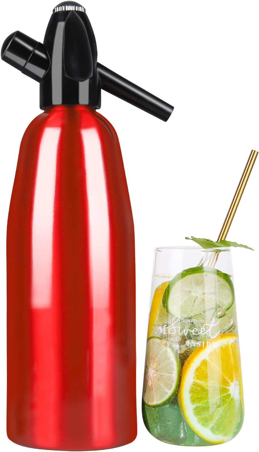 LANGSHI Soda Syphon Retro, Aluminum 1L Soda Siphon Portable Seltzer Water Maker Carbonated Soda Water Siphon Home Soda Syphon Bottle Kit