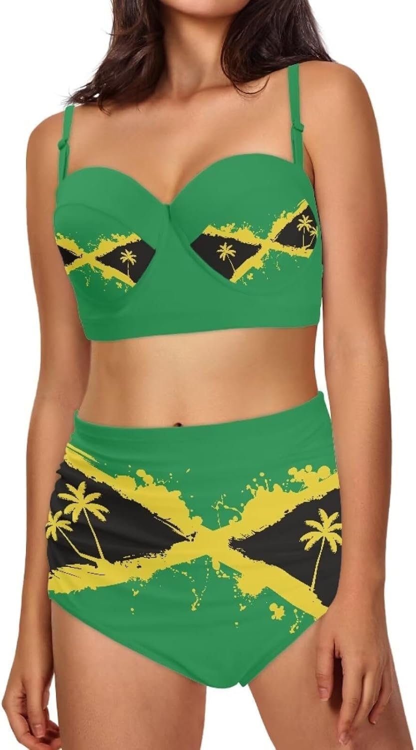 Women Two Piece Bikini Set Swimwear Padded Halter Swimsuit Top Sexy Tie Side Bikini with Bottom Bathing Suit