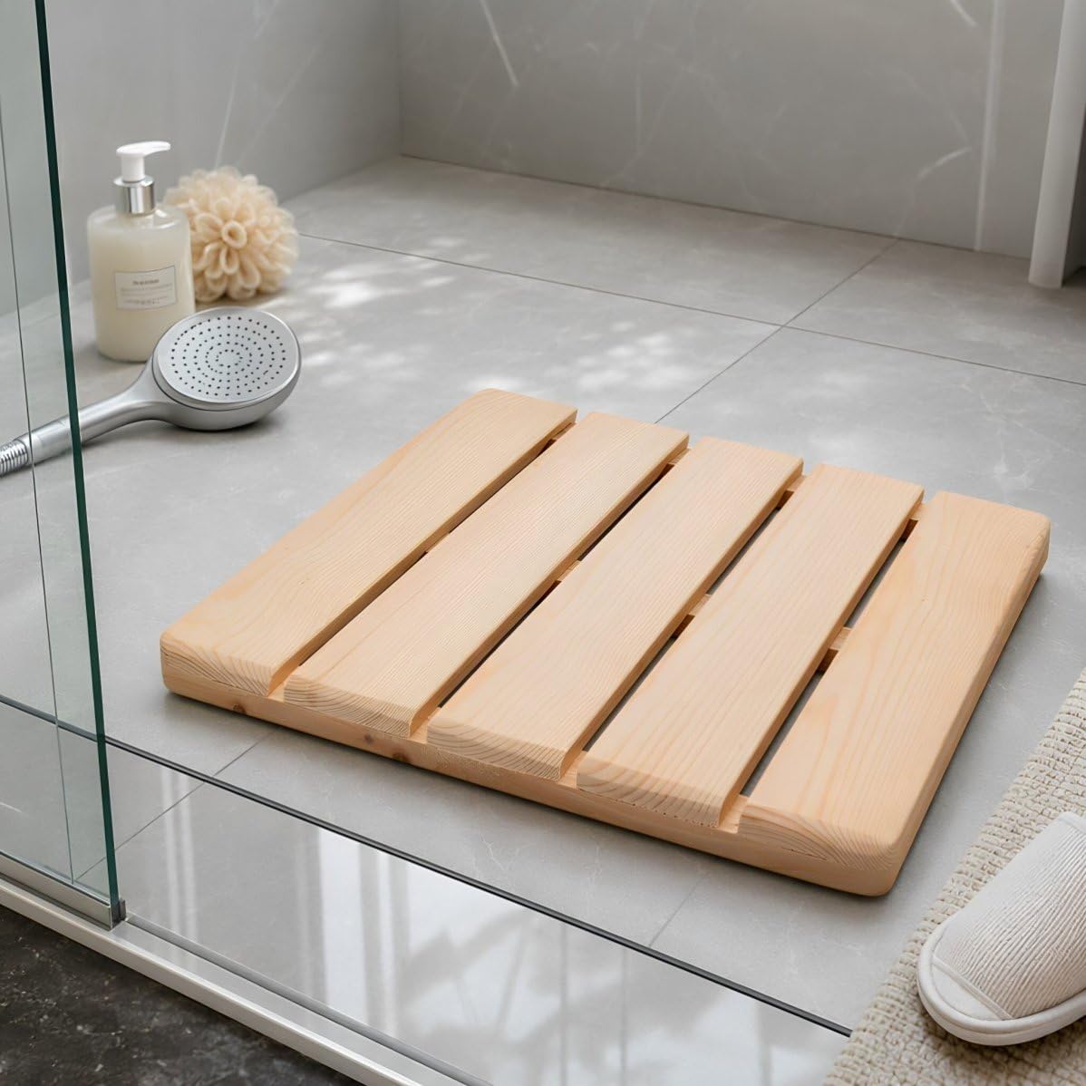 TOYANDONA Tappetino Doccia in Legno Bagno Antiscivolo Pannelli