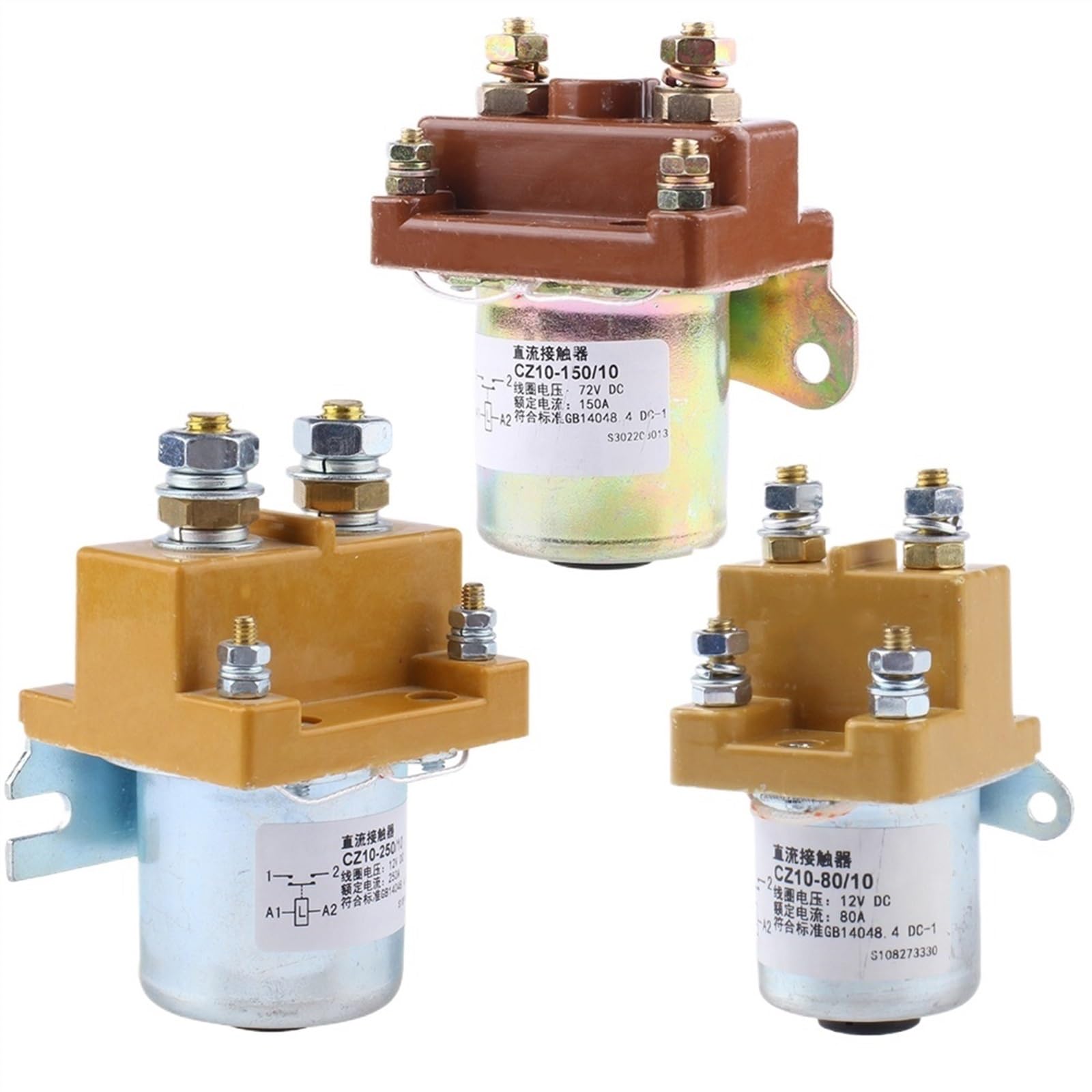 RCGKNNMUZ CZ10-80A CZ10-250A CZ10-150A 80A 150A 250A NO 6V12V24V60V72V DC Contactor(Cz10-250a 10,1NO-48V)