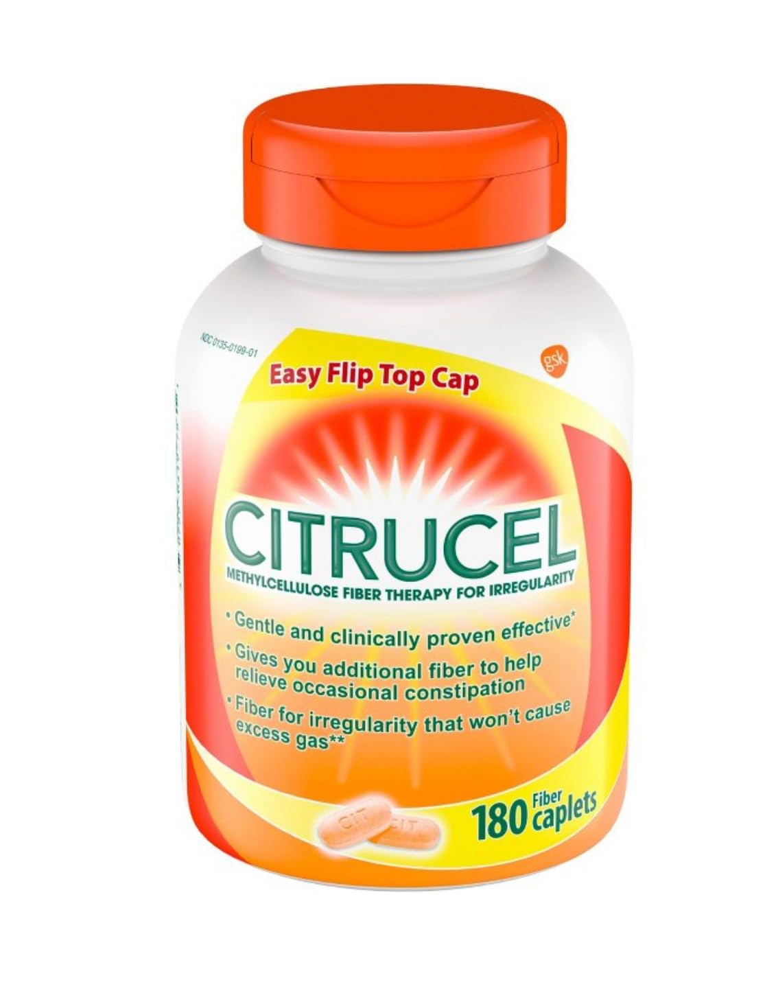 Methylcellulose Fiber Therapy for Regularity, Fiber Caplets, 180-Count Bottle