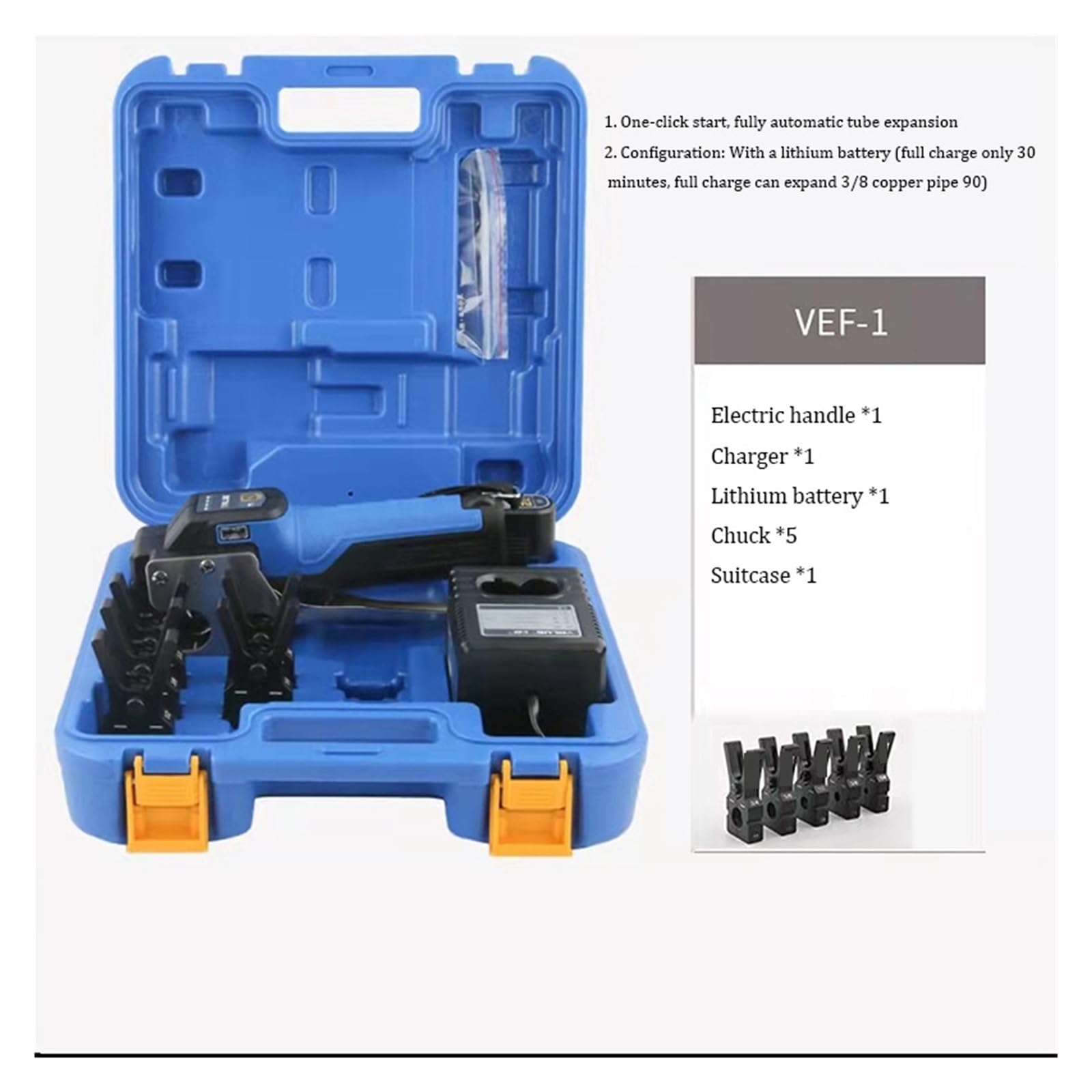 Expansor Eléctrico De Tubos Cobre Automático Herramienta Abocardado Recargable Abocardado RáPido Y Preciso(Set 1)