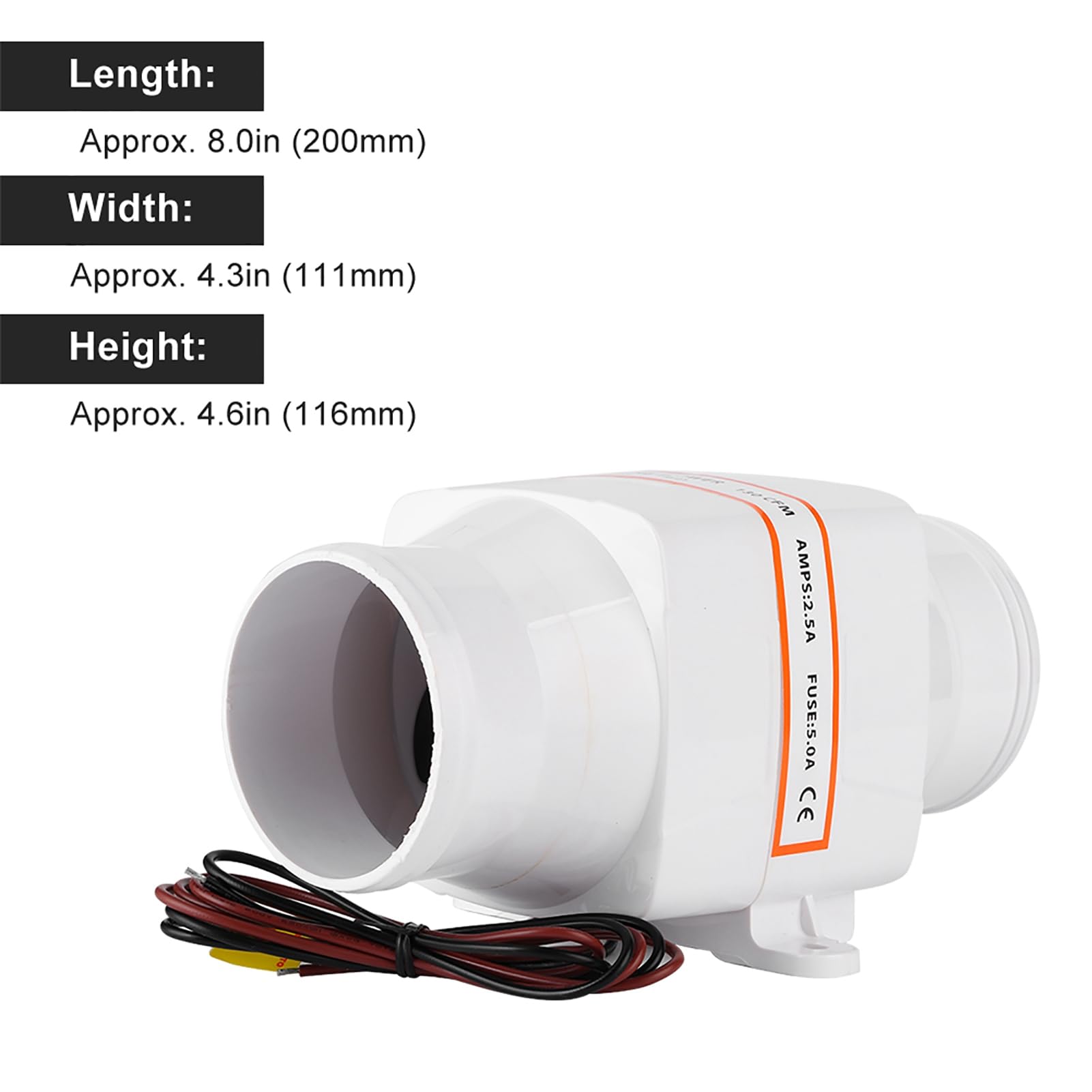 Ventilador de Aire, Ventilador de Aire Marino, Soplador de Aire Tranquilo de 12v 24v Duradero para Bote (12V)