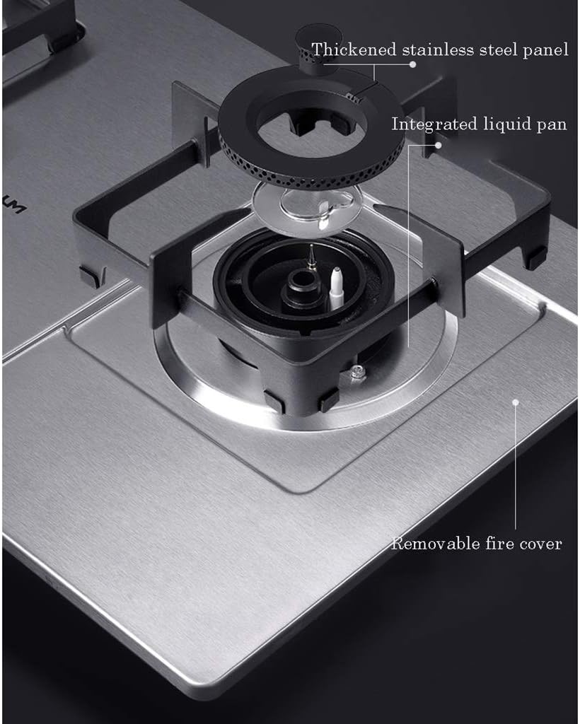 Upgrade Gas Stove Built-in 2 Burner 72CM Stainless Steel Hob/Cooker/Cooktop with FFD and Enamel Pan Stands Easy to Clean Compatible with All Cookware [Energy Class A] (Color : NG) (Ng)