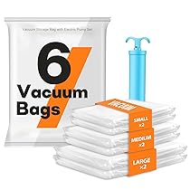 HoMii Sacchetti Sottovuoto per Vestiti con Pompe manuelle portable 6 Pezzi di 3 Misure (2S + 2M + 2L) Sacchetti Vestiti Sottovuoto riutilizzabili Buste Sottovuoto Vestiti per Vestiti con Lenzuola,