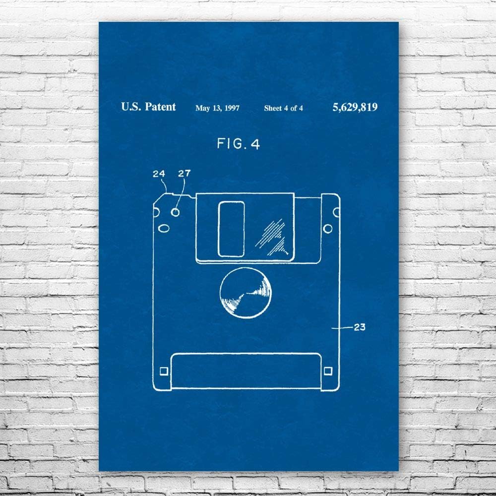 Floppy Disk Poster Print, Programmer Gift, Computer Science Art, IT Tech Gift, Floppy Disk Art Print, Computer Decor Blueprint (18 inch x 24 inch)