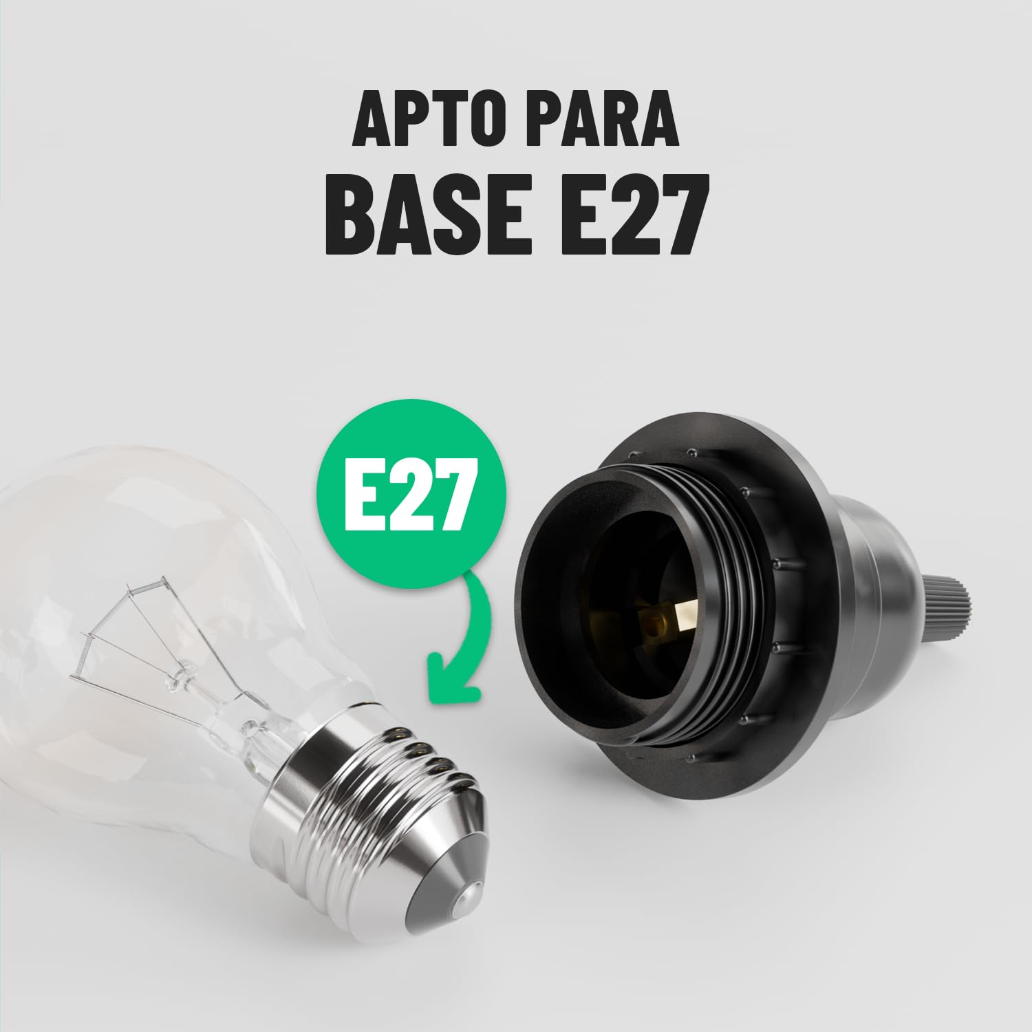 greate 3x portalamparas E 27 negro - casquillos para bombillas E27 negro 250V 60W - portalámparas E27 de plástico - casquillo E27 para lámparas de mesa, de pie o de techo