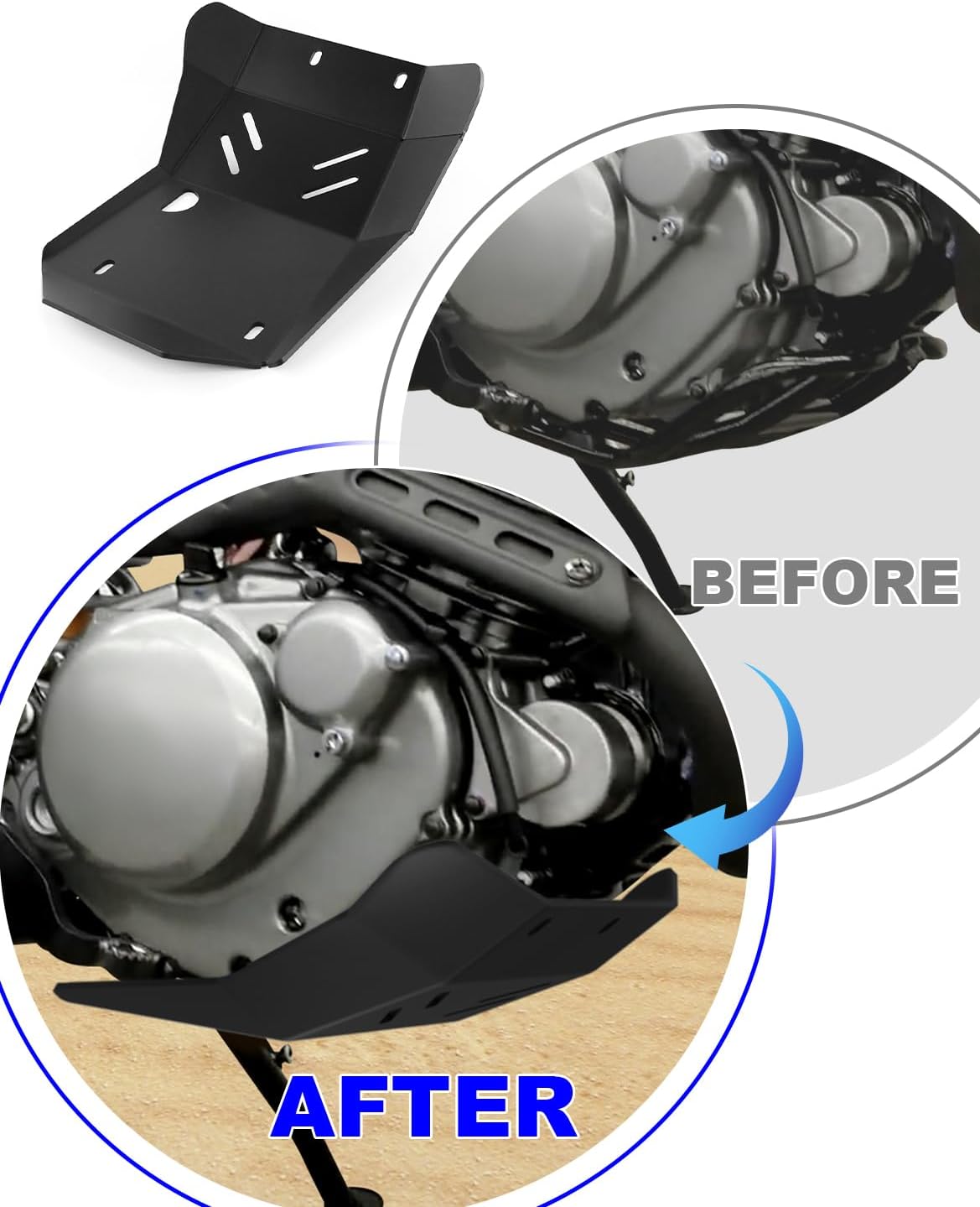 Skid Plate Compatible with TT-R230 2002-2026 | Fit for TTR 230 Engine Guard Cover Motorcycle Skid Plate 4mm Thick Aluminum Crash Plate Protector