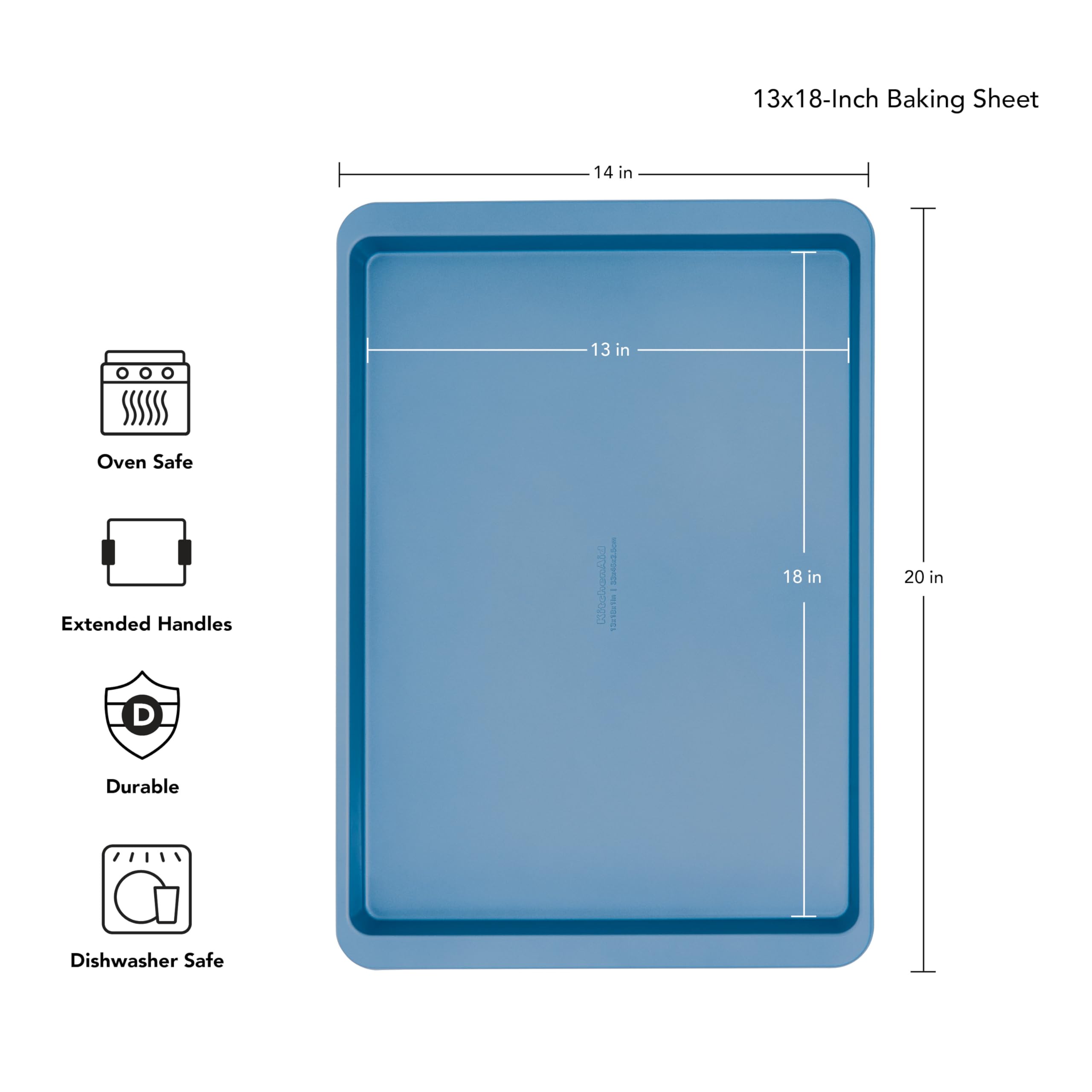 KitchenAid Bandeja para hornear de acero aluminizado antiadherente de 33 x 45 cm, terciopelo azul