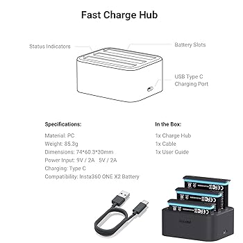 Amazon.com : Insta360 ONE X2 Battery & Fast Charge Hub