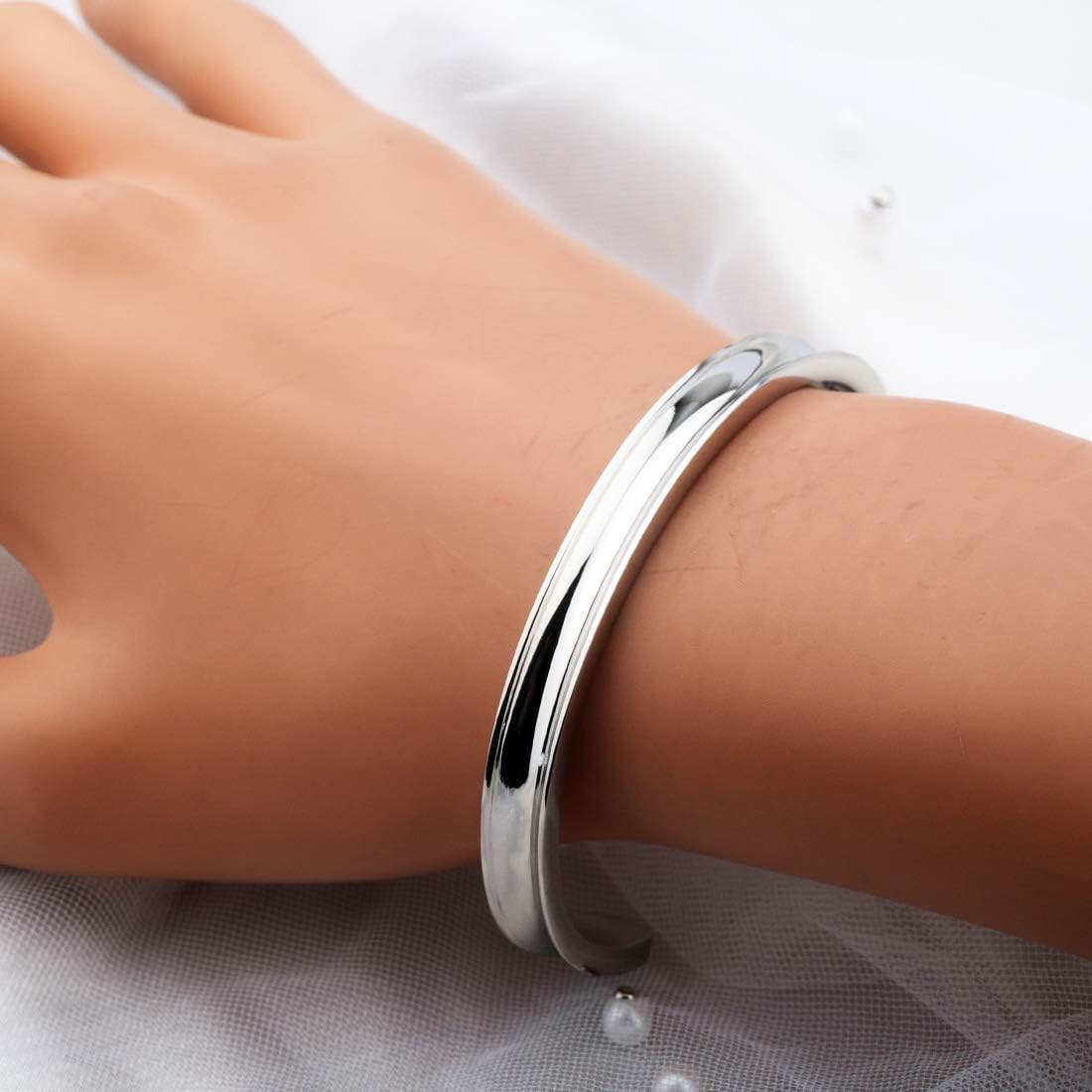 Zuo Bao Hair Tie Bracelet Stainless Steel Grooved Cuff Bangle for Women Girls