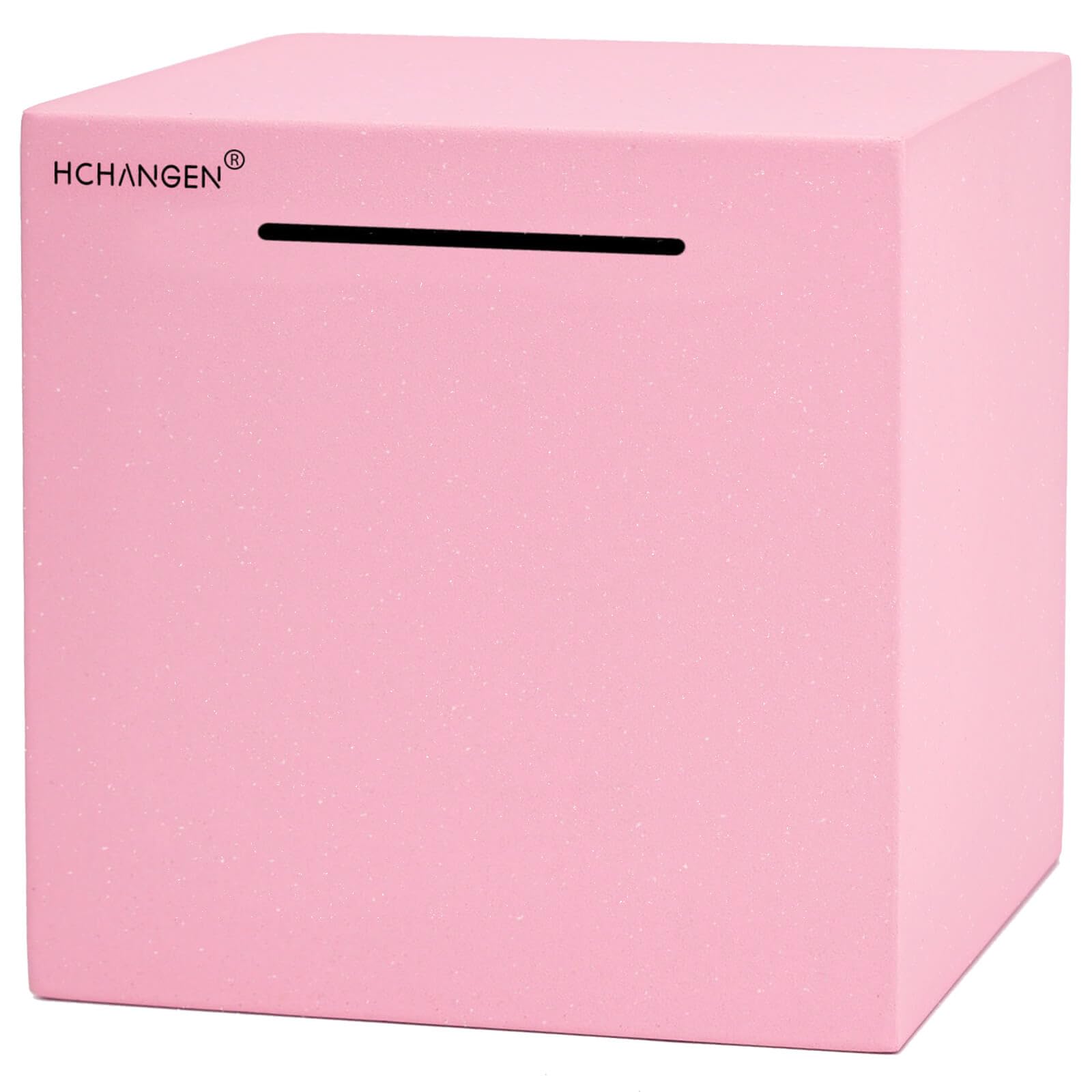 HCHANGEN Piggy Bank for Adults, Stainless Steel Savings Bank, Must Break to Open Metal Money Box for Cash Saving (Pink, 5.9inches)