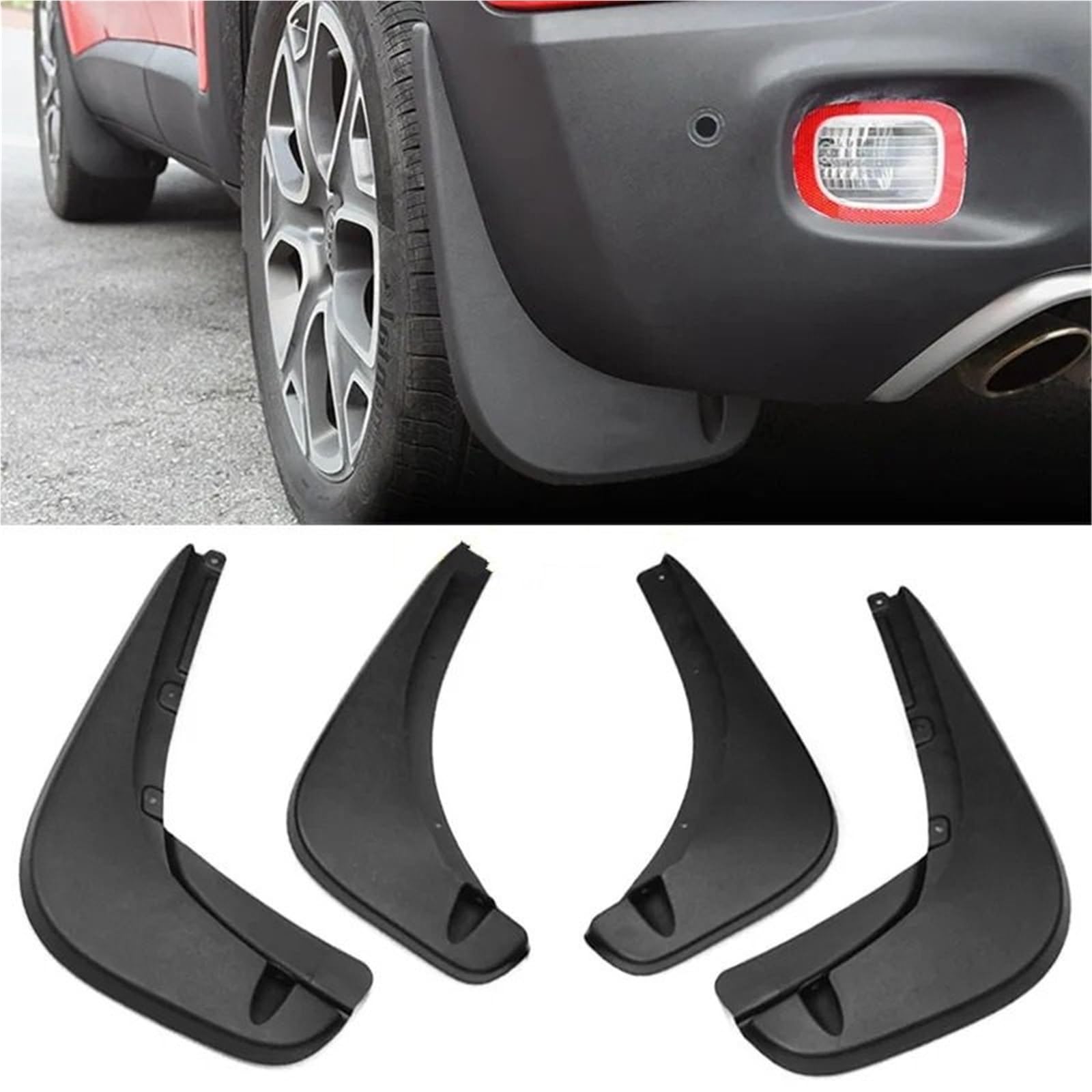 Aletas del Fango del Coche Compatible con Jeep Renegade 2015-2025 4 Uds guardabarros de neumáticos coche rueda delantera y trasera protectores contra salpicaduras tornillo