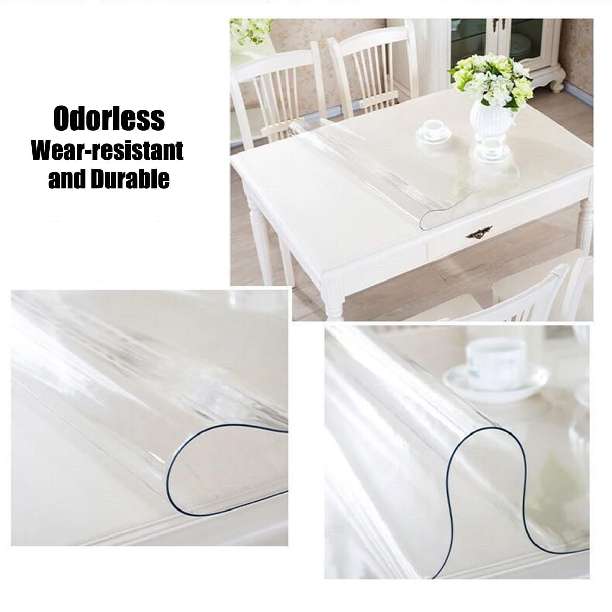 Sous-main de bureau en vinyle PVC imperméable transparent pour table, entrée, couloir, chambre à coucher, 150 x 160 cm