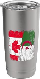 Canada Algeria Half Flag Canadian Algerian Heritage Stainless Steel Insulated Tumbler