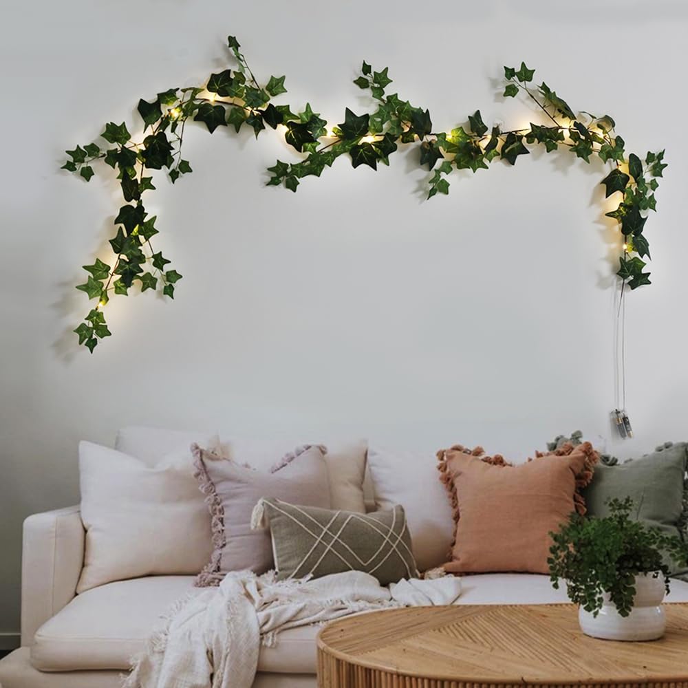 GUOCHENG Ivy Vine Fairy String Lights 2M 20Leds Artificial Leaf Hanging Garland Light Strings for Christmas Wedding Bouquets Party Home Decor-New Ivy