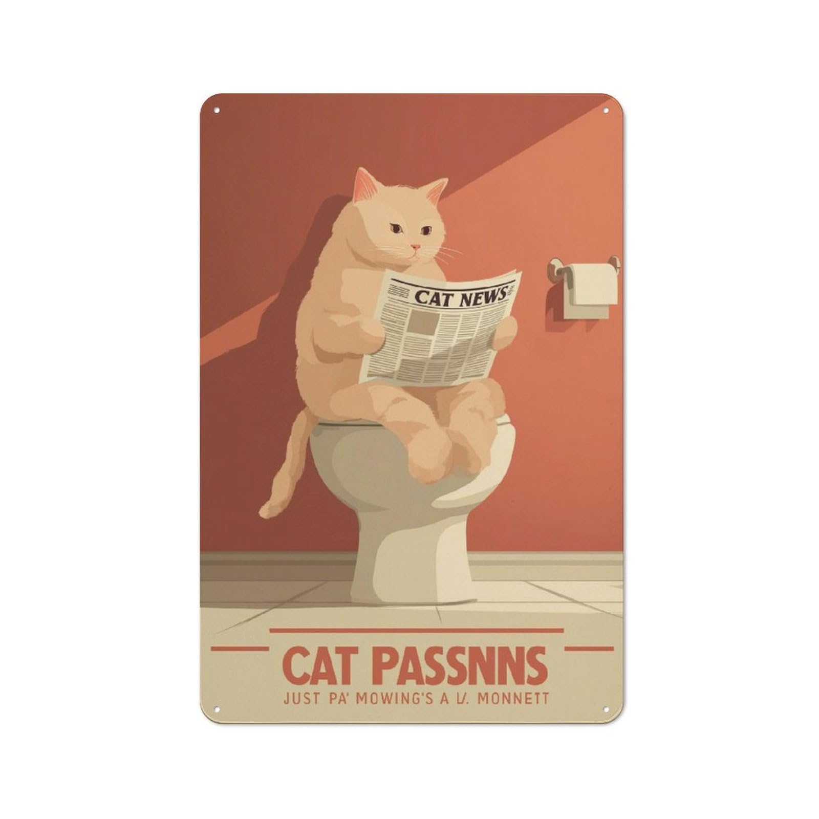 Junmoney Cat On The Toilet For Garden Room Or Summerhouse, Retro Tin Sign 30X20cm, Suited To Wall Displays In Garden Rooms And Summerhouses