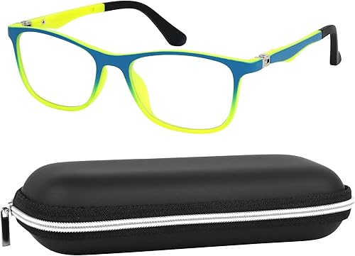 Yogo Vision Lentes de bloqueo de luz azul para niños y niñas, marcos cuadrados antitensión y reducen el deslumbramiento (paquete de 1)