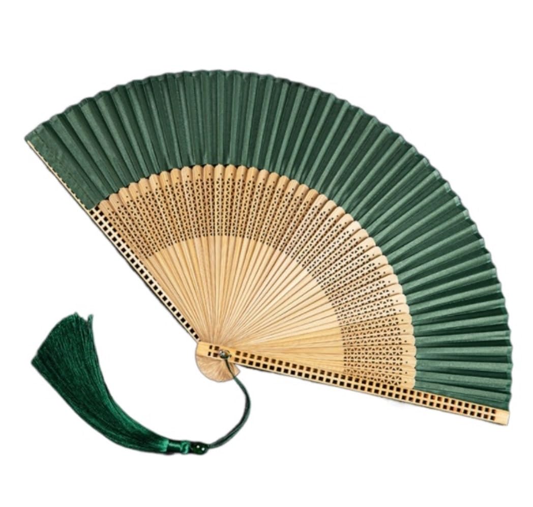 Folding Fan Handheld Hollow-carved Design Hand Fan Chinese Handheld Cheongsam Accessories Folding With Tassels Summer Travel(A)