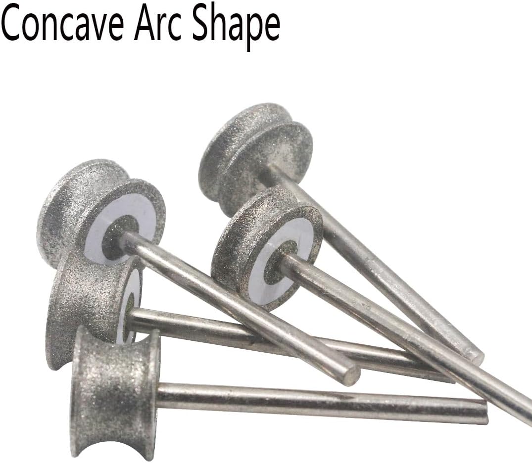 5 Pcs Concave Arc Diamond Burs, 1/8'' Shank Coarse Grit Diamond Mounted Engraving Bits Diamond Burs for Bracelet/Ring Making Tools for Rotary Tools (80#)
