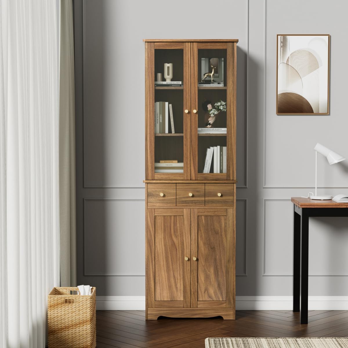 TRIPLE TREE Modern Bookcase Storage with Doors and