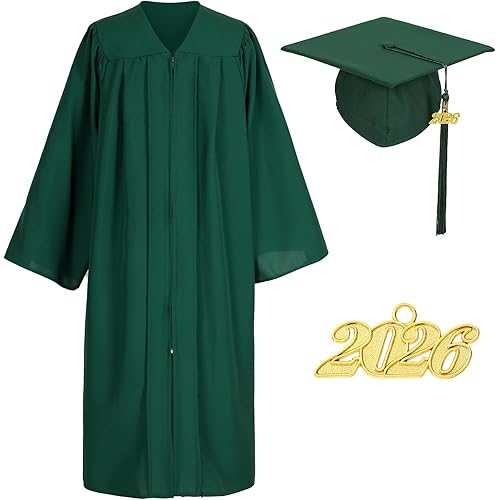 Matte Graduation Cap Gown and Tassel Set for Adults Bachelor High School College University