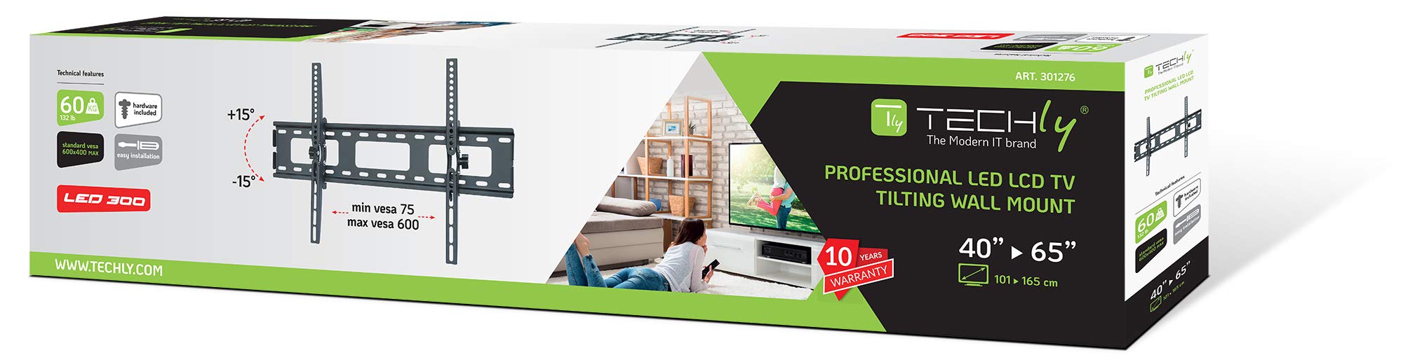 Techly ICA-PLB 131L Support pour téléviseur 165,1 cm (65") Noir