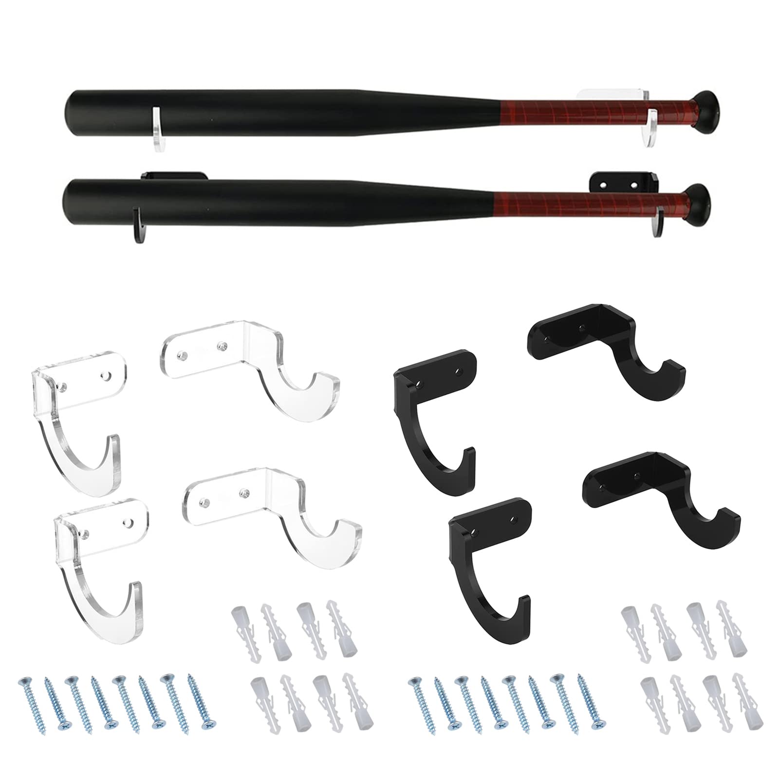 QIYUDUOLA 4 Pieces Baseball Bat Horizontal Display Rack Hanger Protect Your Bat from Scratching Baseball Fans Collectors