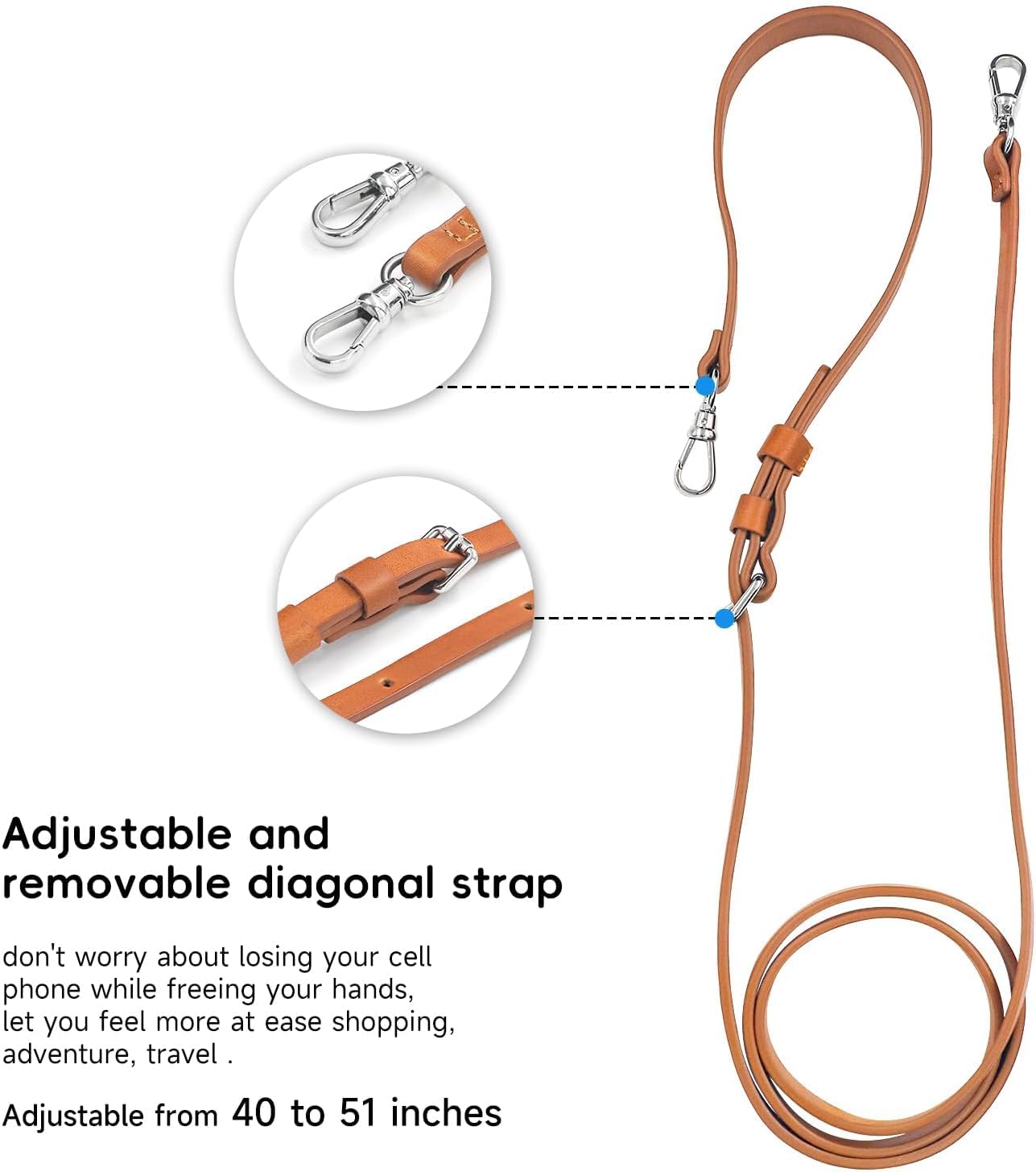 Leather Wallet Phone Case Compatible with iPhone 16 Pro Max,Crossbody Lanyards Wallet Phone Case for Women,Purse Flip Card Pouch Cover Case with Pouch Clip Card Holder Adjustable Wrist Strap Brown - Image 4